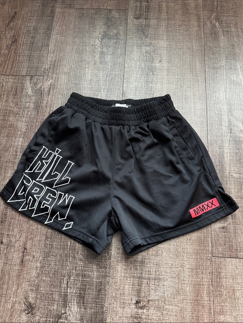 Kill Crew Black Athletic Shorts with White and Red Accents